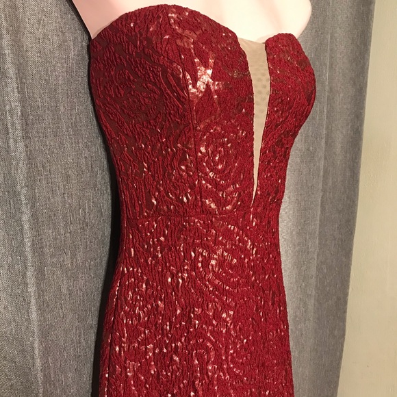 Red Paisley Tube Top Sexy Cocktail Dress - Picture 2 of 6